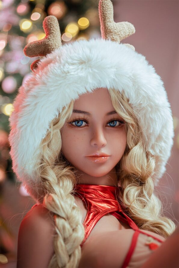 AIBEI | Monaisha - 4ft12 (153cm) Christmas Style Chubby Love Doll With Blonde Curly Hair - Love Doll Epoch